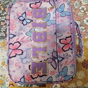 Purple Butterfly Bible Cover with extra items